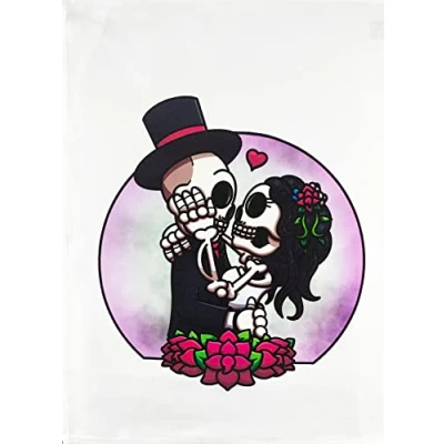 Image of Half a Donkey Mr and Mrs Sugar Skulls Large Cotton Tea Towel