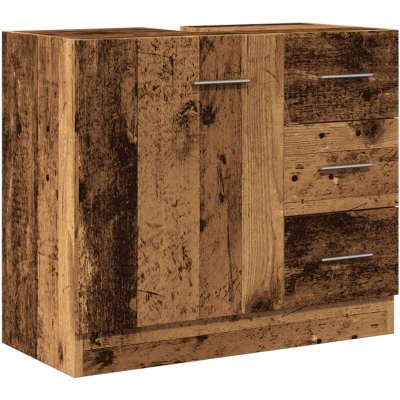Image of vidaXL Sink Cabinet Vanity Unit with Drawers/Compartment Old Wood Engineered 63x30x54 cm for Bathroom Storage