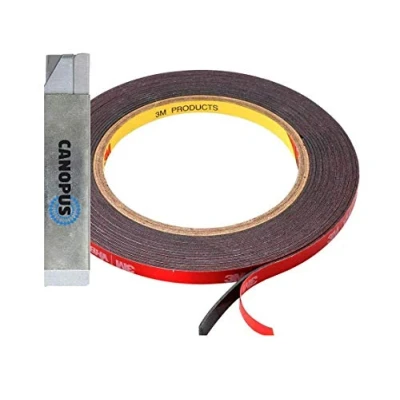 Image of CANOPUS Professional 3M Double Sided Tape Heavy Duty VHB 5952 Black (6.3mm x 3m) Waterproof Extra Strong Automotive Foam for Led Strip Lights, Indoor Outdoor Use