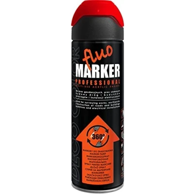 Image of DECO COLOR LINE Marker Spray Paint 500ml Surveying Warehouse Road Works Forestry Fluo Marking (red)