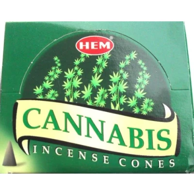 Image of HEM CANNABIS Incense Cones, Pack of 12 x 10 CM