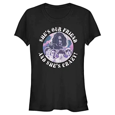 Image of Stranger Things Women&#039;s Our Friend is Crazy Short Sleeve T Shirt, Black, Large