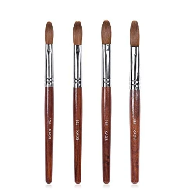 Image of KADS Kolinsky Sable Acrylic Nail Art Brush Red Wood Pen for Manicure Tool (Set of 4)