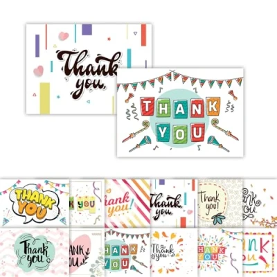 Image of Papa Prints Pack of 24 Thank You Postcards Style Notes 105 x 149 mm Wedding Cards Multipack with Envelopes
