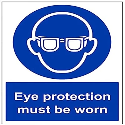 Image of V Safety Eye Protection Must Be Worn PPE Sign 300mm x 400mm 1mm Rigid Plastic