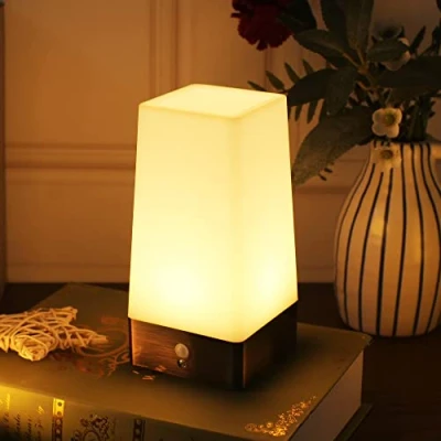 Image of WRalwaysLX Retro LED Night Light for Home,Small Lamp with Wireless PIR Motion Sensor Indoor/Outdoor,Battery Operated Bedroom,Hallway,Kitchen… (SQUARE white light)