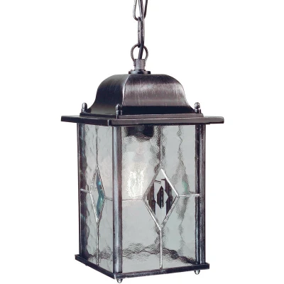 Image of Wexford 1 Light Outdoor Ceiling Chain Lantern Black Silver IP43, E27
