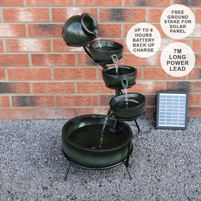Image of MonsterShop Green 4 Tier Spilling Bowls Water Feature