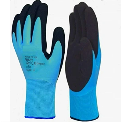 Image of Fully Latex Coated Waterproof Gloves Wet Breathable Nylon Grip Work