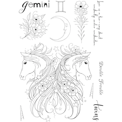 Image of Pink Ink Designs Gemini 6 in x 8 Clear Stamp Set, A5