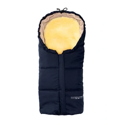 Image of Hofbrucker Leni Lambskin Foot Muff for Baby Seat and Pushchair, Removable Winter Muff, Wind Water Resistant, Mummy Shape, Made in Germany