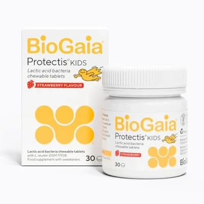 Image of BioGaia Protectis for Kids, Probiotics Chewables Children,100 Million Live L.Reuteri, Probiotic Supplement Kids’Gut Health and Comfort, Digestive System Support