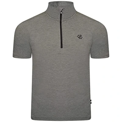 Image of Dare2b Pedal It Out Jersey Mens Cycling t Shirt Q WIC Plus Lightweight Fabric with Odour Repellent and Reflective Print Details Half Venting Zip Sport