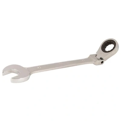 Image of Dapetz ® Flexible Head Ratchet Metric Spanner Open End Ring 32mm, Mirror Polished, Raised Panel Spanner, Chrome Vanadium Steel Combination Suitable for Mechanics