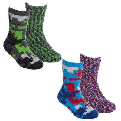 Image of Undercover 4 Pairs Boys Cosy Socks 42B809 Blue/Green Camo (1x Each) 6