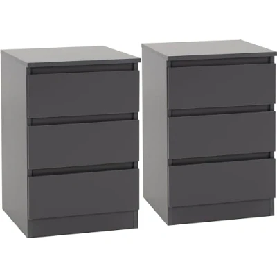 Image of Seconique Malvern 3 Drawer Bedside (PAIR) in Grey