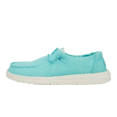 Image of Hey Dude Women&#039;s Wendy Canvas Moccasin, Turquoise, 6 UK