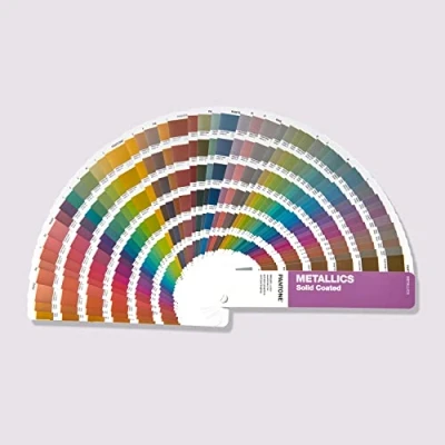 Image of Pantone GG1507B Metallics Guide Gloss aqueous and metallic coated reference fan deck in a chromatic colour arrangement