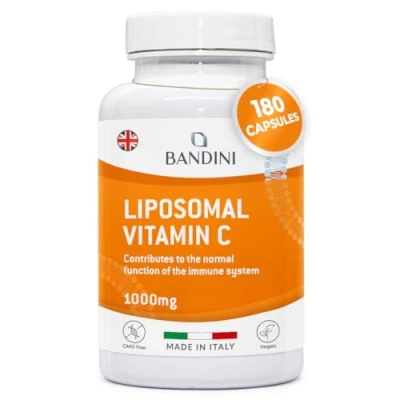 Image of Bandini® Liposomal Vitamin C 1000mg 180 Vegan Capsules (3 Month Supply), High Strength Ascorbic Acid, Absorption &amp; Bioavailability, Immunity, Energy, Lypospheric VIT. C, Lipo VIT Supplement
