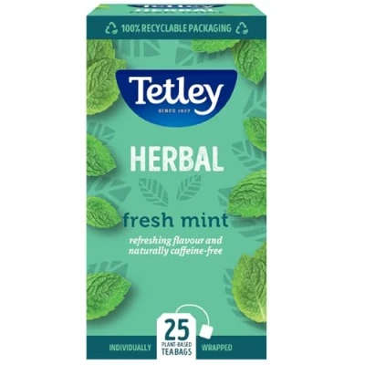 Image of Tetley Fresh Mint String &amp; Tag Envelopes 25 Teabags