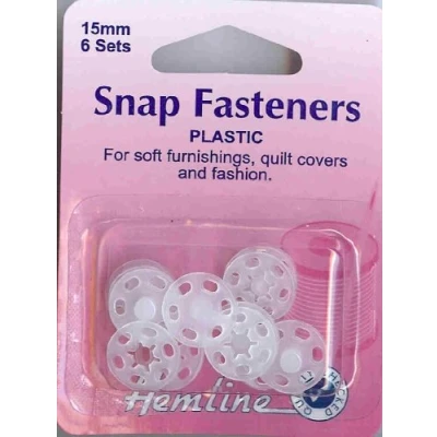 Image of SNAP FASTENERS PRESS STUDS 6 sets 15mm Plastic