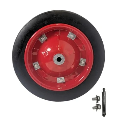 Image of replacement 13&quot;x3&quot; Puncture Proof/Solid wheelbarrow Wheels With Axle, Perfect for Garden and Utility Carts, Proof wheel Trolley