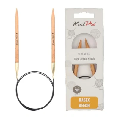 Image of KnitPro 100 cm x 6.5 mm Basix Fixed Circular Needles, Birch