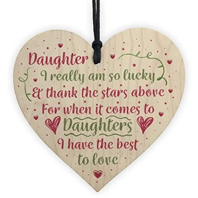 Image of RED OCEAN Handmade Gift For Daughter Wooden Hanging Heart Chic Plaque Keepsake Birthday