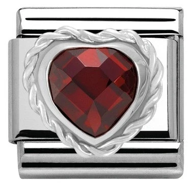 Image of Nomination Red Cubic Zirconia Faceted Heart Charm