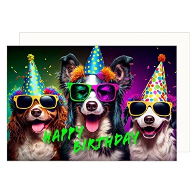 Image of Edition Seidel Premium Birthday Card with Envelope Greeting Happy Funny Cool Him Her Mum Dad Brother Sister Friend Colleague Dog Party (G3503 SW023)