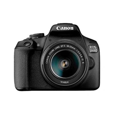 Image of Canon EOS 2000D DSLR Camera and EF S 18 55 mm f/3.5 5.6 IS II Lens, Black (Renewed)