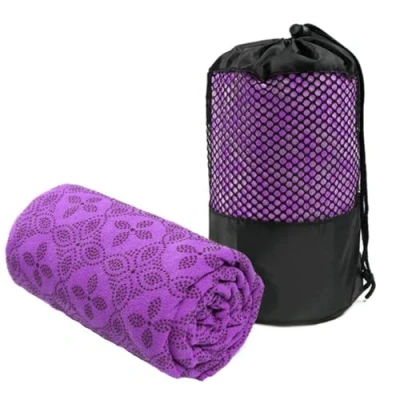 Image of Oaygat Yoga Mat Towel Sweat Absorbent Non slip Quick drying Hot Cloth Breathable with Mesh Carrying Bag for Bikram, Pilates, Gym Workout