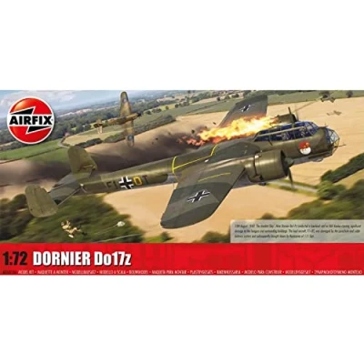 Image of Airfix Model Set A05010A Dornier Do17z Building Kit Plastic Plane Kits for Adults &amp; Children 8+, Includes Sprues Decals 1:72 Scale