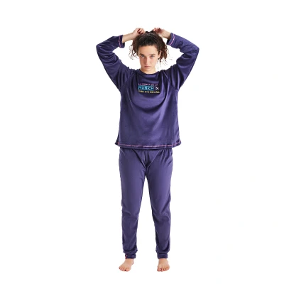 Image of Munich Womens Winter pajamas long sleeve velvet MU5 women Blue Size Large