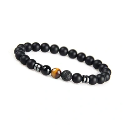 Image of GD GOOD.designs EST. 2015 Chakra bead Bracelet made of onyx natural stone beads I Ball with jasper for men (brown) Gift him