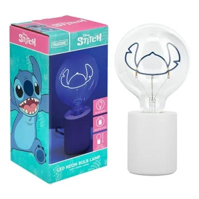 Image of Paladone Disney Stitch Decorative LED Neon Bulb Lamp E27 Glass Lightbulb, Officially Licensed Lilo &amp; Collectible Gift, Fun Light for Bedrooms Homes, Blue