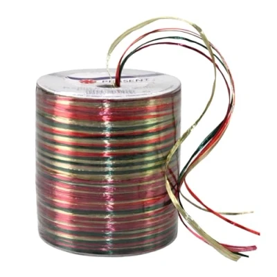Image of C.E. Pattberg Präsent Rayon Raffia Biodegradable Ribbon Gold Green 50 meter spool