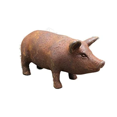 Image of Darthome Ltd Cast Iron Pig Outdoor Farm Garden Patio Lawn Sculpture Statue Animal Ornaments (Small)