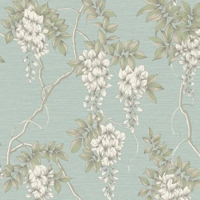 Image of Superfresco Easy Duck Egg Wisteria Floral Wallpaper