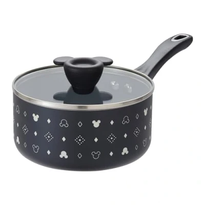 Image of Prestige Disney Monochrome Mickey Mouse Non Stick Saucepan with Lid 18cm, Ceramic Induction Saucepan, PFAS &amp; PFOA Free, Toxic Cookware, Black White