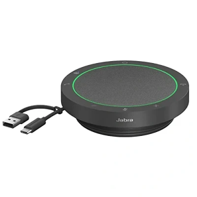 Image of Jabra Speak2 40 Portable Speakerphone with 4 Noise cancelling Mics, Full range 50mm Speaker, Wideband Audio and USB A C connections Certified for Zoom Google Meet Dark Grey