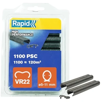 Image of Rapid VR22 Galvanized Fence Hogrings with Grey PET Coating, Suitable for 5 11 mm Netting Wire, Ideal Securing Cages and Fencing, 1100 Pieces, Blister (5001333)