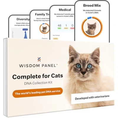 Image of Wisdom Panel Complete: Comprehensive Cat DNA Test for 45 Health Genetic Conditions 70+ Breeds and populations 25+ Traits Blood Type