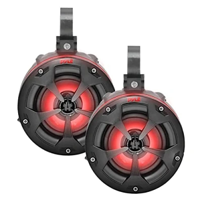 Image of Pyle 2 Way Dual Waterproof Off Road Speakers, 10cm 800W Marine Grade Wakeboard Tower Speakers System w/LED DJ Lights &amp; Remote, Full Range Outdoor Audio Stereo Speaker for ATV/UTV/, Jeep, Boat