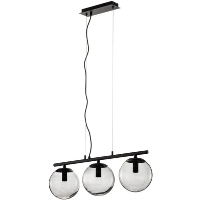 Image of Lucande Sotiana hanging light, 3 bulb, long, black