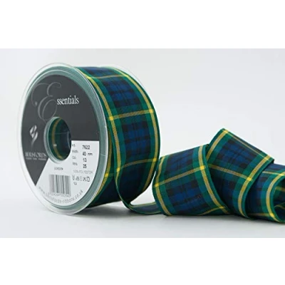 Image of Berisfords Polyester Tartan, Gordon, 10.4 x 4.4 cm