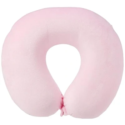 Image of Aidapt Memory Foam Moulded Pressure Relief Neck Cushion. Comfort &amp; Posture, Ideal for Travel. Supports the Head, and Chin When Sleeping. Use Plane, Train or Car Journeys. Travel Pillow Pink