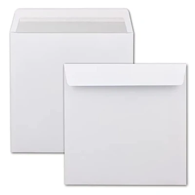 Image of Square Envelopes, 220 mm, White, with Print Inside 100 Stück Weiß mit grauem Innendruck