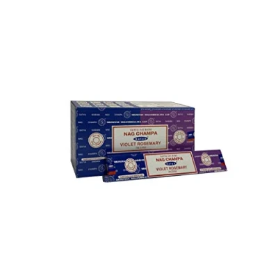 Image of Satya 01340 Nag Champa &amp; Voilet Rosemary Combo Set of Incense Sticks, 12 Packs x 16g, Multi, One Size
