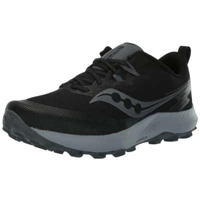 Image of Saucony Men&#039;s Peregrine 14 Sneaker, Black/Carbon, 9 Wide